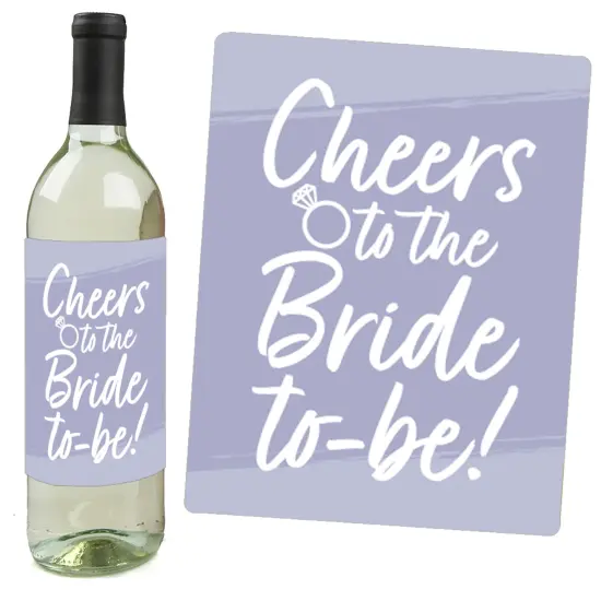 Big Dot of Happiness Purple Elegantly Simple - Wedding or Bridal Shower Guest Party Favors Decorations- Wine Bottle Label Stickers - Set of 4 {3}