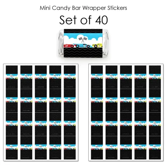 Big Dot of Happiness Let&rsquo;s Go Racing - Racecar - Mini Candy Bar Wrapper Stickers - Race Car Birthday Party or Baby Shower Small Favors - 40 Count {4}