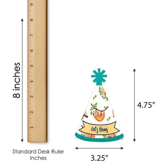 Big Dot of Happiness Let's Hang - Sloth - Mini Cone Baby Shower or Birthday Party Hats - Small Little Party Hats - Set of 8 {7}