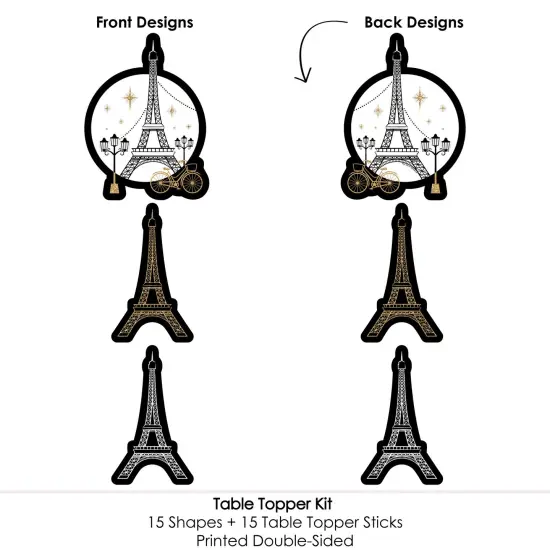 Big Dot of Happiness Stars Over Paris - Parisian Themed Party Centerpiece Sticks - Table Toppers - Set of 15 {6}