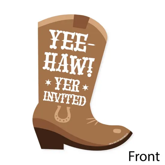 Big Dot of Happiness Western Hoedown - Shaped Fill-In Invitations - Wild West Cowboy Party Invitation Cards with Envelopes - Set of 12 {4}