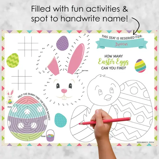 Big Dot of Happiness Hippity Hoppity - Paper Easter Bunny Party Coloring Sheets - Activity Placemats - Set of 16 {3}