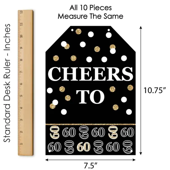 Big Dot of Happiness Adult 60th Birthday - Gold - Hanging Vertical Paper Door Banners - Birthday Party Wall Decoration Kit - Indoor Door Decor {7}