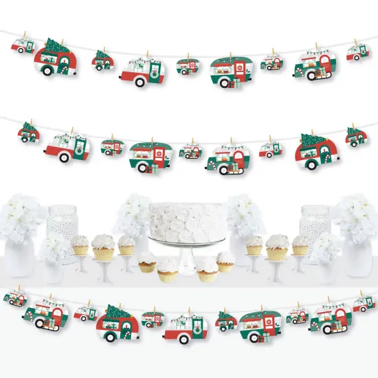 Big Dot of Happiness Camper Christmas - Red and Green Holiday Party DIY Decorations - Clothespin Garland Banner - 44 Pieces {1}