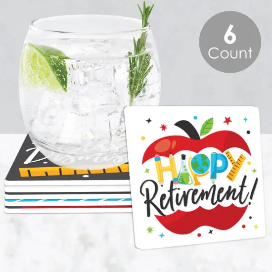 Big Dot of Happiness Teacher Retirement - Funny Happy Retirement Party Decorations - Drink Coasters - Set of 6 {3}