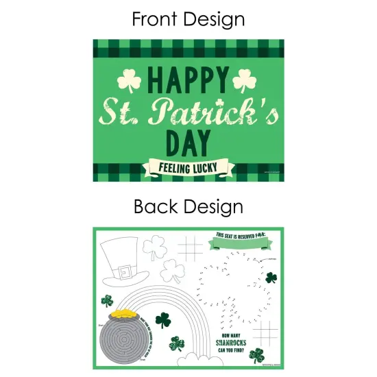 Big Dot of Happiness St. Patrick's Day - Paper Saint Paddy's Day Party Coloring Sheets - Activity Placemats - Set of 16 {7}