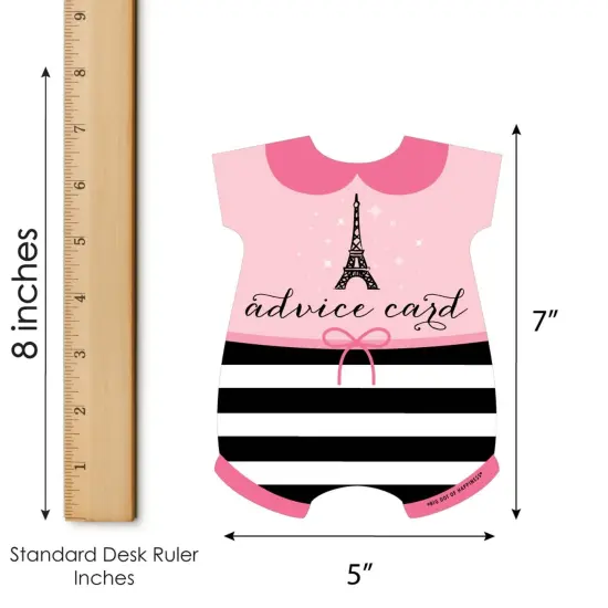Big Dot of Happiness Paris, Ooh La La - Baby Bodysuit Wish Card Paris Themed Baby Shower Activities - Shaped Advice Cards Game - Set of 20 {6}