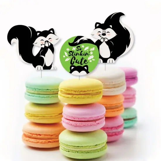 Big Dot of Happiness Little Stinker - Dessert Cupcake Toppers - Woodland Skunk Baby Shower or Birthday Party Clear Treat Picks - Set of 24 {6}