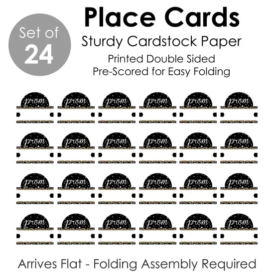 Big Dot of Happiness Prom - Prom Night Party Tent Buffet Card - Table Setting Name Place Cards - Set of 24 {7}