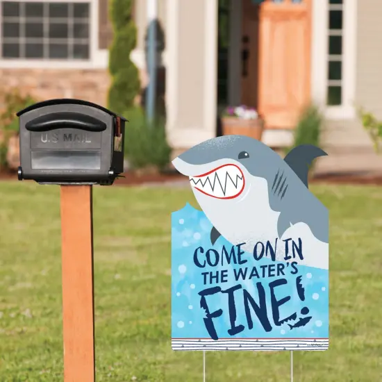 Big Dot of Happiness Shark Zone - Party Decorations - Jawsome Party or Birthday Party Welcome Yard Sign {3}