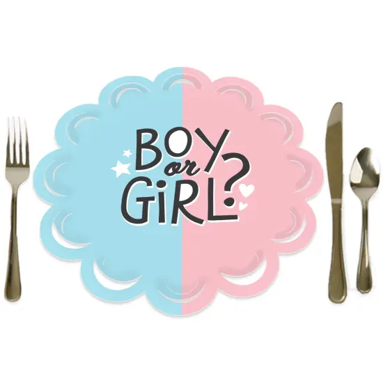 Big Dot of Happiness Baby Gender Reveal - Team Boy or Girl Party Round Table Decorations - Paper Chargers - Place Setting For 12 {1}