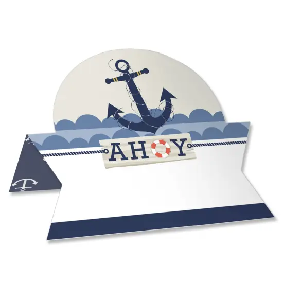 Big Dot of Happiness Ahoy - Nautical - Baby Shower or Birthday Party Tent Buffet Card - Table Setting Name Place Cards - Set of 24 {1}