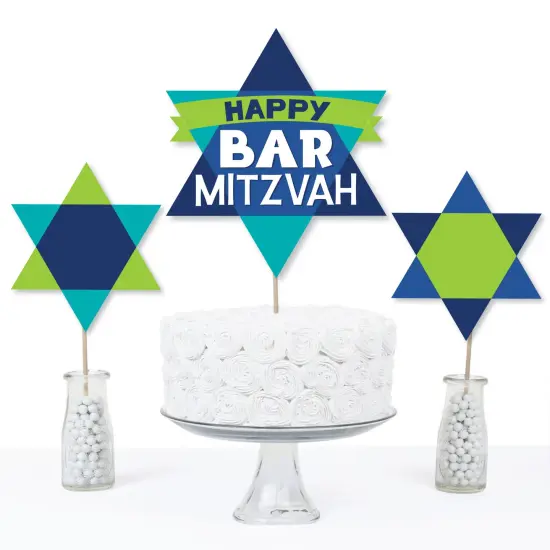 Big Dot of Happiness Blue Bar Mitzvah - Boy Party Centerpiece Sticks - Table Toppers - Set of 15 {4}