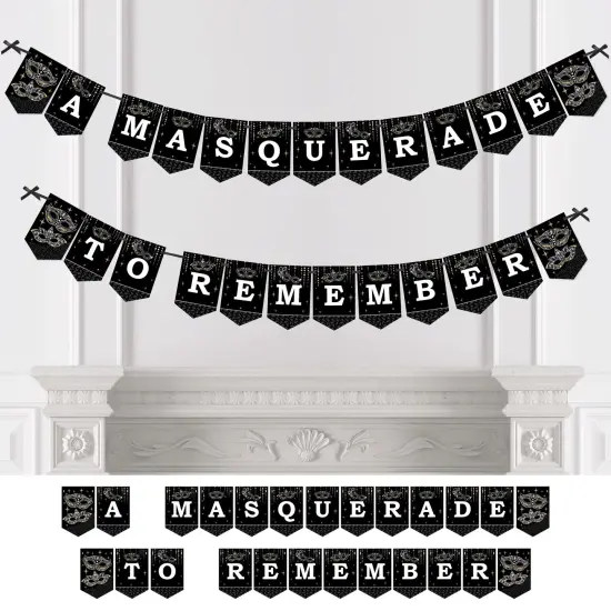 Big Dot of Happiness Masquerade - Mask Party Bunting Banner - Party Decorations - A Masquerade To Remember {1}