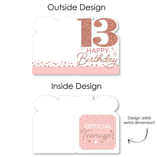 Big Dot of Happiness 13th Pink Rose Gold Birthday - Happy Birthday Giant Greeting Card - Big Shaped Jumborific Card - 16.5 x 22 inches {7}