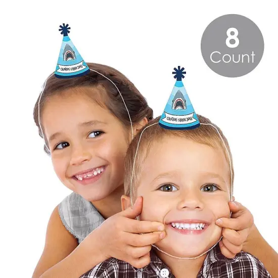 Big Dot of Happiness Shark Zone - Mini Cone Jawsome Party or Birthday Party Hats - Small Little Party Hats - Set of 8 {3}