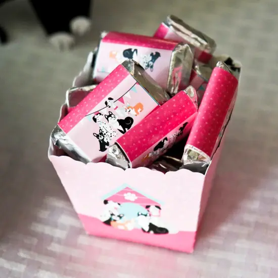 Big Dot of Happiness Pawty Like a Puppy Girl - Mini Candy Bar Wrapper Stickers - Pink Dog Baby Shower or Birthday Party Small Favors - 40 Count {7}