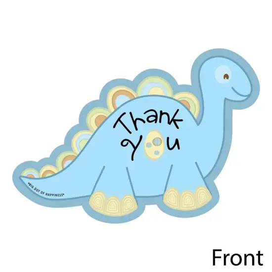 Big Dot of Happiness Baby Boy Dinosaur - Shaped Thank You Cards -Baby Shower or Birthday Party Thank You Note Cards with Envelopes - Set of 12 {4}