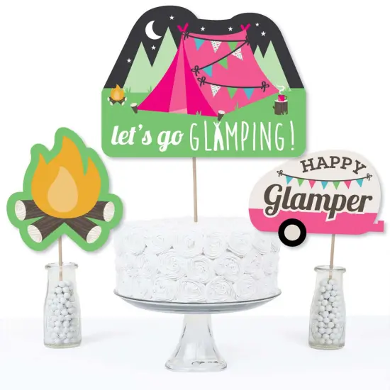 Big Dot of Happiness Let's Go Glamping - Camp Glamp Party or Birthday Party Centerpiece Sticks - Table Toppers - Set of 15 {4}