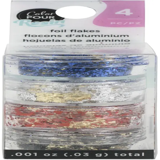American Crafts Color Pour Resin Mix-Ins 4/Pkg-Reversible Foil Flakes {1}