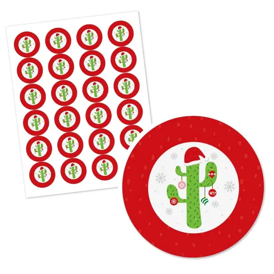 Big Dot of Happiness Merry Cactus - Christmas Cactus Party Circle Sticker Labels - 24 Count {3}
