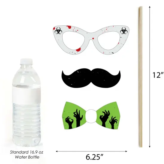 Big Dot of Happiness Zombie Zone - Halloween or Birthday Zombie Crawl Party Photo Booth Props Kit - 20 Count {6}