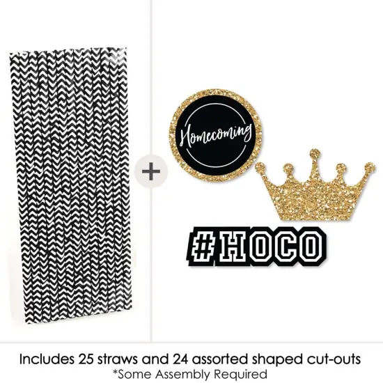 Big Dot of Happiness Hoco Dance - Paper Straw Decor - Homecoming Striped Decorative Straws - Set of 24 {4}