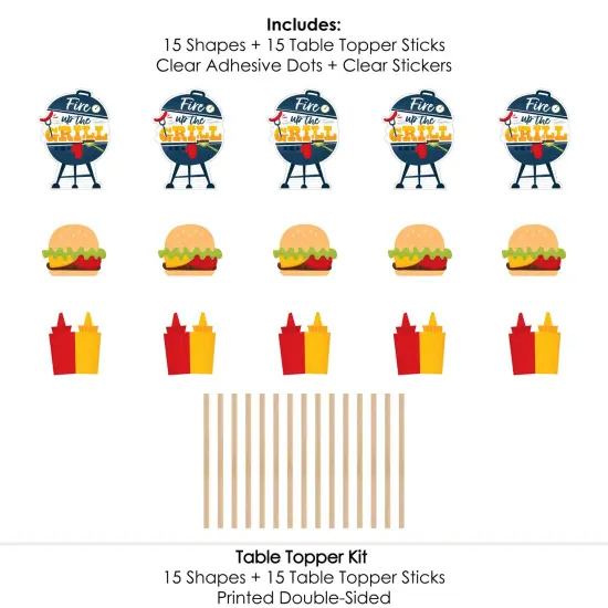 Big Dot of Happiness Fire Up the Grill - Summer BBQ Picnic Party Centerpiece Sticks - Table Toppers - Set of 15 {7}