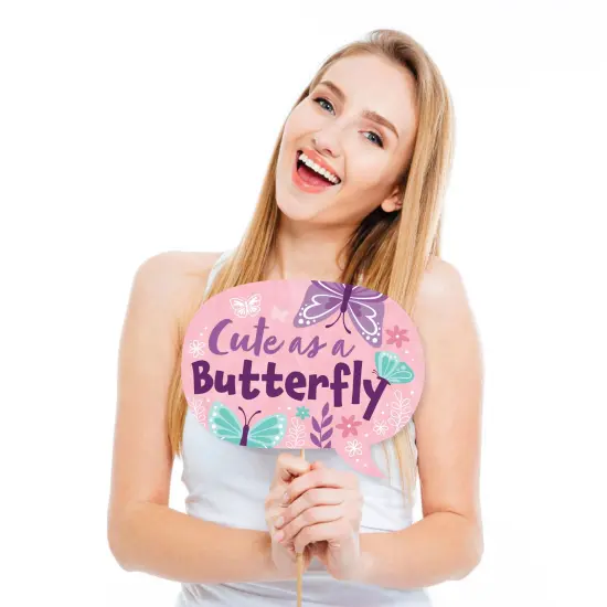 Big Dot of Happiness Beautiful Butterfly - Floral Baby Shower or Birthday Party Photo Booth Props Kit - 20 Count {4}