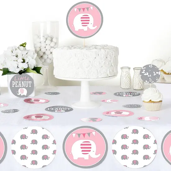 Big Dot of Happiness Pink Elephant - Girl Baby Shower Giant Circle Confetti - Birthday Party Decorations - Large Confetti 27 Count {6}