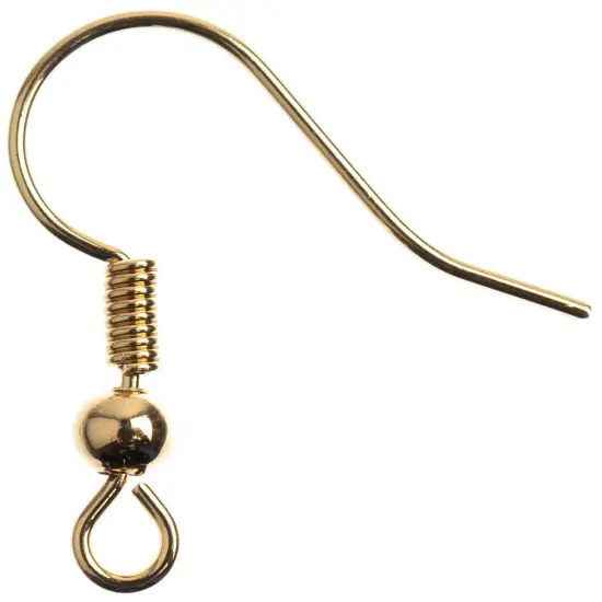 John Bead Earring Fish Hook 18mm 22/Pkg-18kt Gold Plated {2}