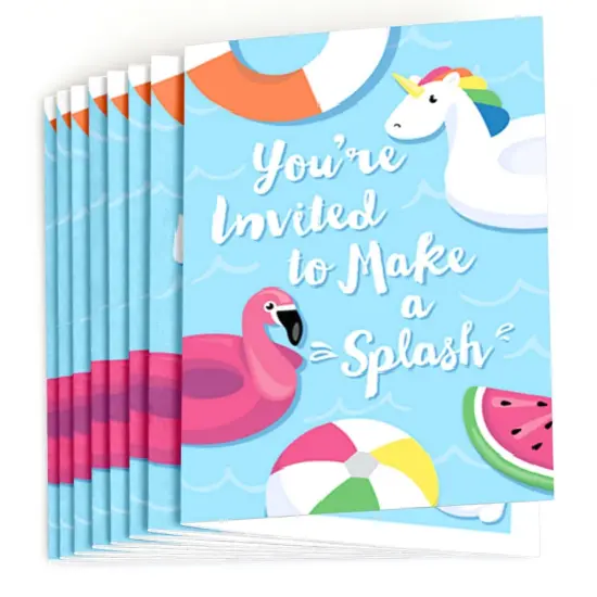 Big Dot of Happiness Make a Splash - Pool Party - Fill-in Summer Swimming Party or Birthday Party Invitations (8 Count) {3}
