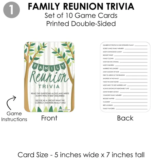 Big Dot of Happiness Family Tree Reunion - 4 Family Gathering Party Games - 10 Cards Each - Gamerific Bundle {6}