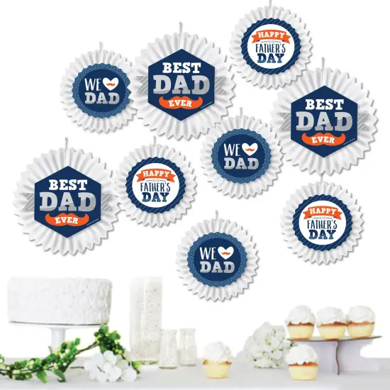 Big Dot of Happiness Happy Father's Day - Hanging We Love Dad Party Tissue Decoration Kit - Paper Fans - Set of 9 {1}