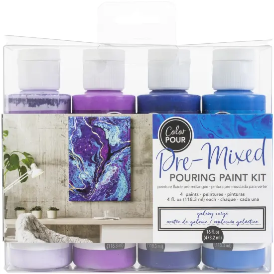 American Crafts Color Pour Pre-Mixed Paint Kit 4/Pkg-Galaxy Surge {1}