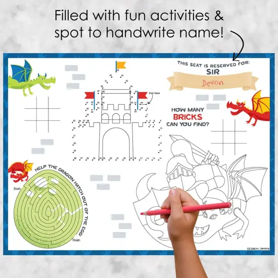 Big Dot of Happiness Calling All Knights and Dragons - Paper Birthday Party Coloring Sheets - Activity Placemats - Set of 16 {3}