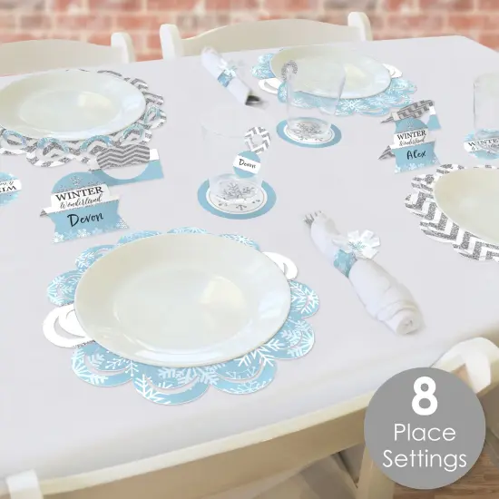 Big Dot of Happiness Winter Wonderland - Snowflake Holiday Party and Winter Wedding Paper Charger and Table Decorations Chargerific Kit for 8 {3}