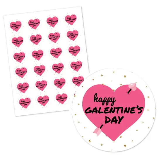 Big Dot of Happiness Be My Galentine - Galentine's and Valentine's Day Party Circle Sticker Labels - 24 Count {3}