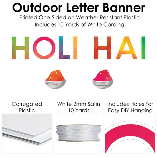 Big Dot of Happiness Holi Hai - Festival of Colors Party Decorations - Holi Hai - Outdoor Letter Banner {6}