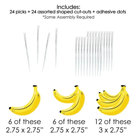 Big Dot of Happiness Let's Go Bananas - Dessert Cupcake Toppers - Tropical Party Clear Treat Picks - Set of 24 {7}