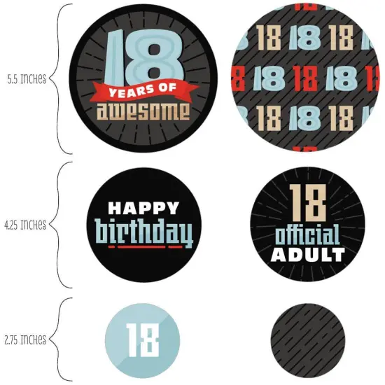 Big Dot of Happiness Boy 18th Birthday - Eighteenth Birthday Party Giant Circle Confetti - Party Decorations - Large Confetti 27 Count {3}