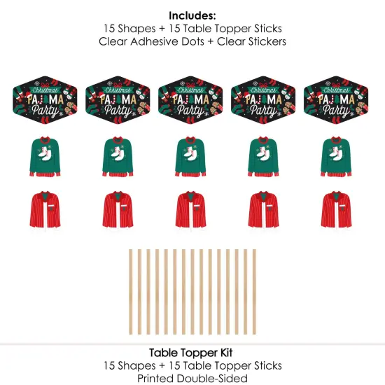Big Dot of Happiness Christmas Pajamas - Holiday Plaid PJ Party Centerpiece Sticks - Table Toppers - Set of 15 {7}
