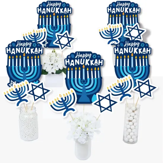 Big Dot of Happiness Hanukkah Menorah - Chanukah Holiday Party Centerpiece Sticks - Table Toppers - Set of 15 {3}