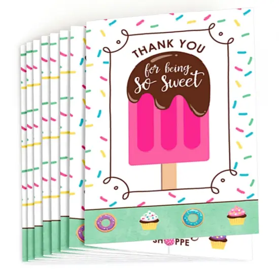 Big Dot of Happiness Sweet Shoppe - Candy and Bakery Birthday Party or Baby Shower Thank You Cards (8 count) {3}