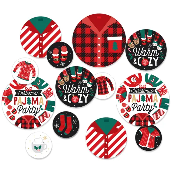 Big Dot of Happiness Christmas Pajamas - Holiday Plaid PJ Party Giant Circle Confetti - Party Decorations - Large Confetti 27 Count {1}