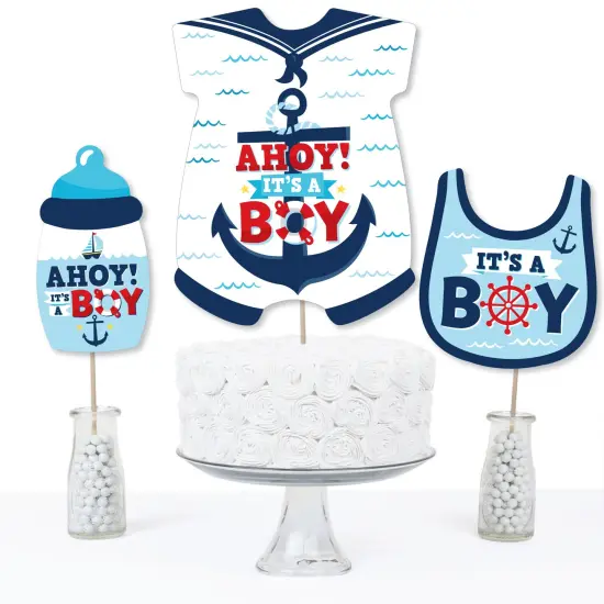 Big Dot of Happiness Ahoy It's a Boy - Nautical Baby Shower Centerpiece Sticks - Table Toppers - Set of 15 {4}