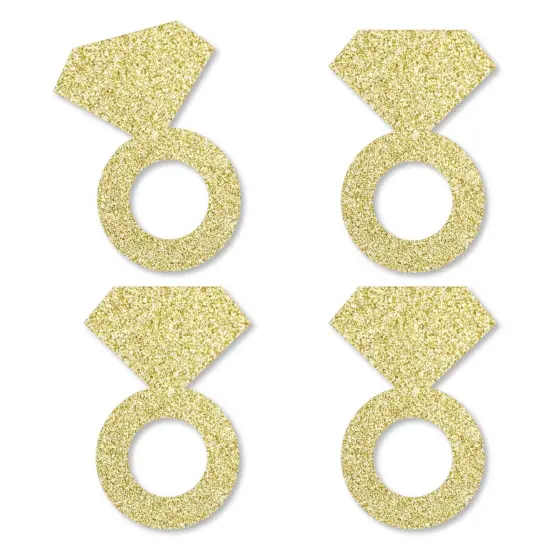 Big Dot of Happiness Gold Glitter Diamond Ring - No-Mess Real Gold Glitter Cut-Outs - Bridal Shower or Bachelorette Party Confetti - Set of 24 {1}
