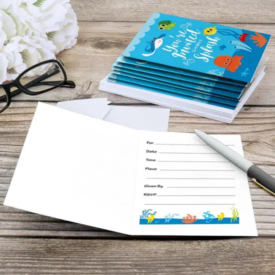 Big Dot of Happiness Under the Sea Critters - Fill-in Birthday Party or Baby Shower Invitations (8 Count) {6}