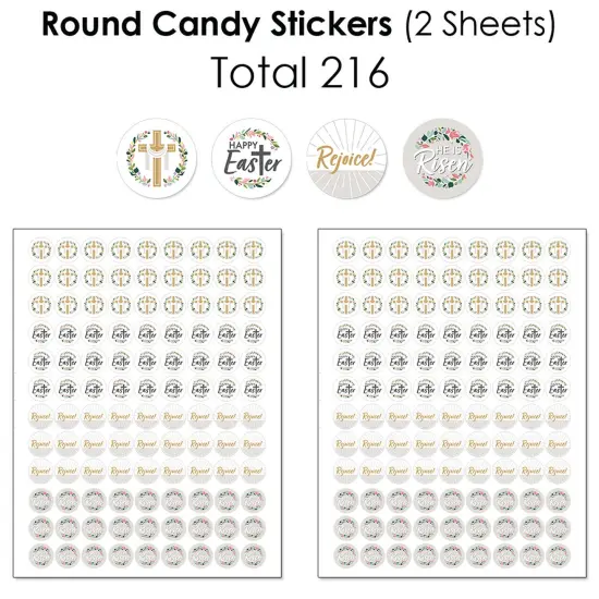 Big Dot of Happiness Religious Easter - Mini Candy Bar, Round Candy, & Circle Stickers - Christian Holiday Party Candy Favor Sticker Kit - 304 Pieces {6}