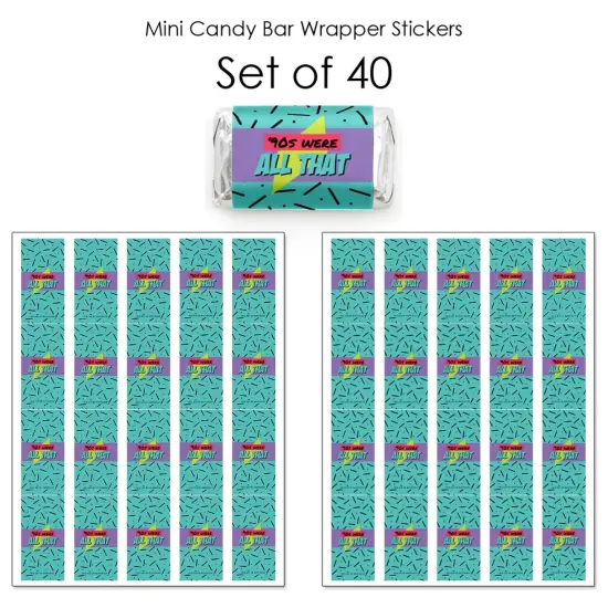 Big Dot of Happiness 90's Throwback - Mini Candy Bar Wrapper Stickers - 1990s Party Small Favors - 40 Count {4}